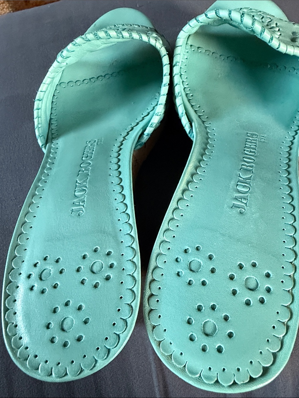 Jack Rogers Barcelona Capri Cork Wedge Sandals Turquoise Size 9 - Picture 3 of 5